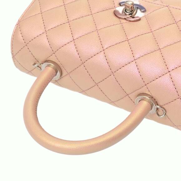 CHANEL Matelassé Top Handle Flap Bag XS Metallic Pink A92990 Women's Caviar S... - Picture 4 of 11